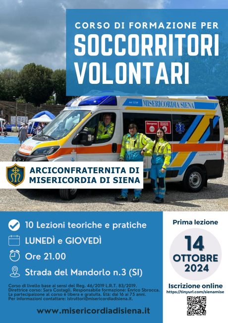 Misericordia di Siena:  al via il corso per diventare soccorritori volontari