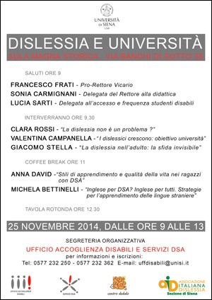 locandina Dislessia e Università