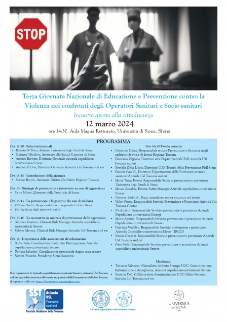 Terza giornata nazionale di Educazione e prevenzione contro la violenza nei confronti degli Operatori sanitari e socio-sanitari