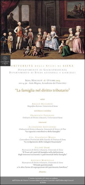 Locandina "La famiglia nel diritto tributario"