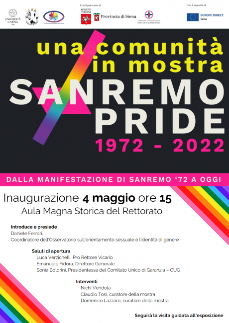 "Una comunità in mostra - Sanremo Pride 1972-2022" "Una comunità in mostra - Sanremo Pride 1972-2022"
