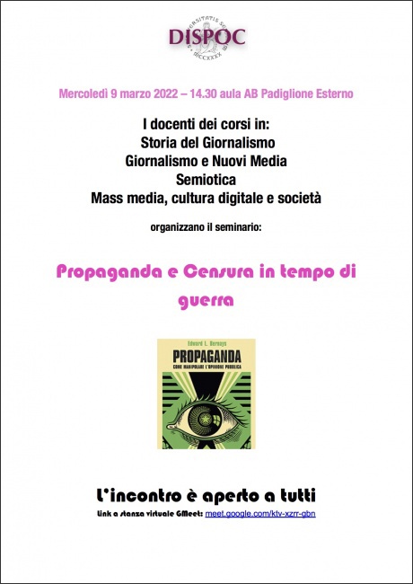 Seminario “Propaganda e censura in tempo di guerra" Seminario “Propaganda e censura in tempo di guerra"