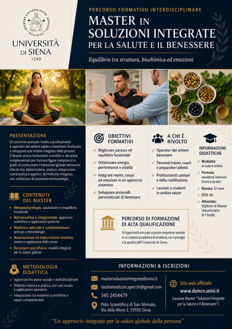 Aperte iscrizioni al master in Soluzioni integrate per salute e benessere Aperte iscrizioni al master in Soluzioni integrate per salute e benessere
