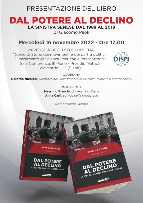 Presentazione del libro "Dal potere al declino. La sinistra senese dal 1988 al 2018”
