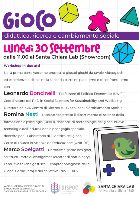 Workshop "Gioco: didattica, ricerca e cambiamento sociale"