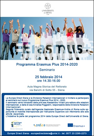 Locandina seminario "Programma Erasmus Plus 2014-2020"