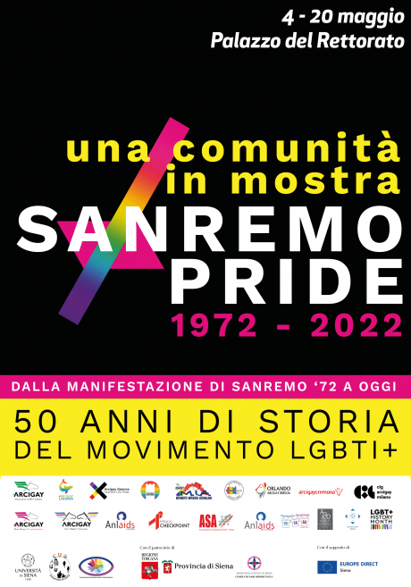 "Una comunità in mostra - Sanremo Pride 1972-2022" "Una comunità in mostra - Sanremo Pride 1972-2022"