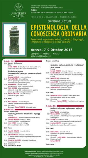 Locandina convegno "Epistemologia della conoscenza ordinaria"