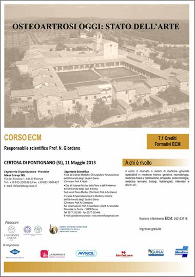 Locandina convegno "Osteoartrosi oggi"