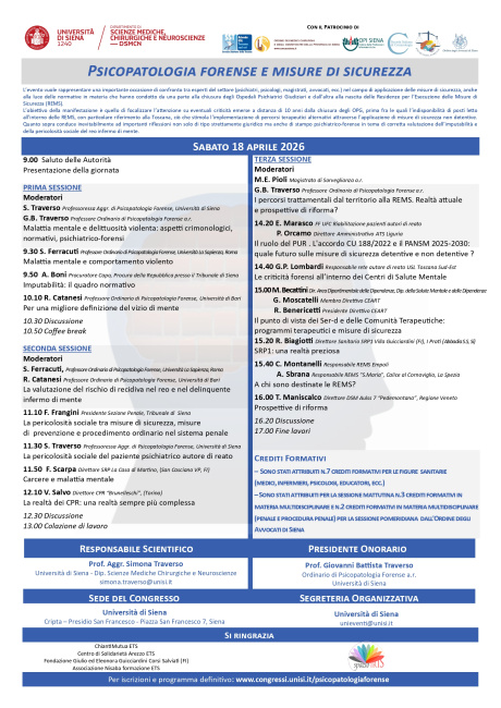 convegno "Psicopatologia forense e misure di sicurezza" convegno "Psicopatologia forense e misure di sicurezza"
