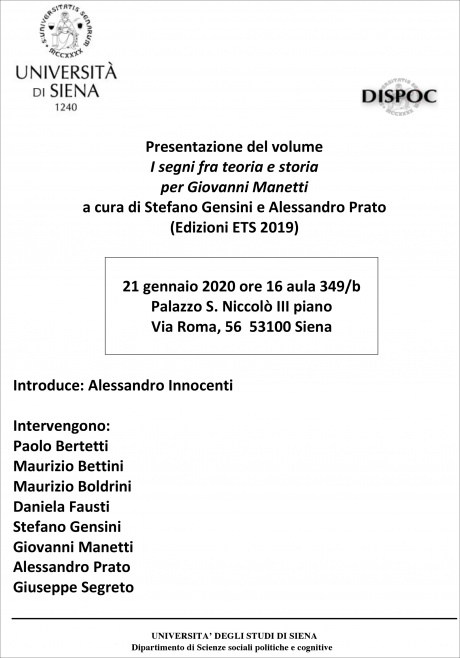 Presentazione del libro "I segni fra teoria e storia per Giovanni Manetti"