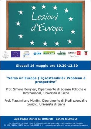 Locandina Verso un'Europa (in)sostenibile? Problemi e prospettive