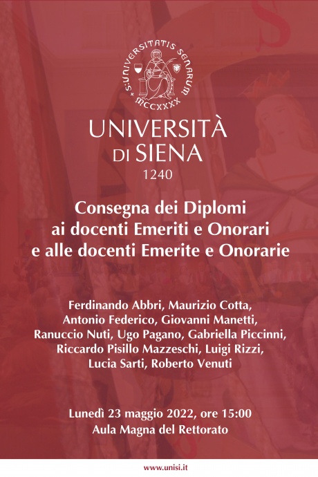 Consegna diplomi ai docenti Emeriti e Onorari e alle docenti Emerite e Onorarie