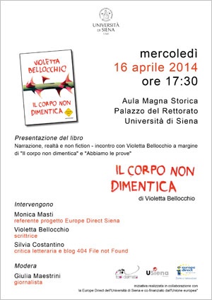 Locandina presentazione volume "Il corpo non dimentica"