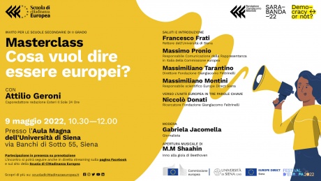 Festival d’Europa 2022: Masterclass - "Cosa vuol dire essere europei?" Festival d’Europa 2022: Masterclass - "Cosa vuol dire essere europei?"