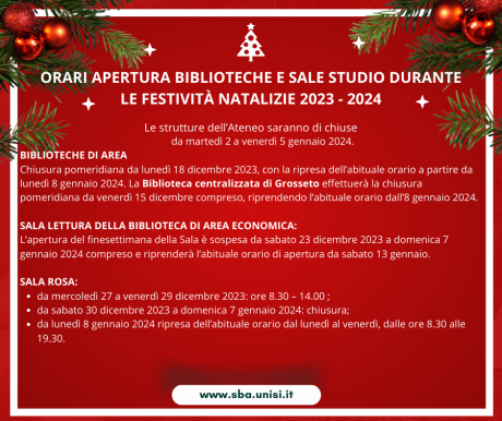 Festività natalizie 2023-2024: le strutture aperte e gli orari