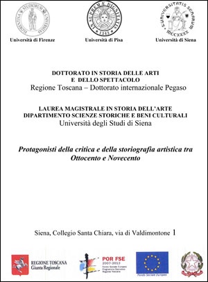 Locandina "Protagonisti della critica e della storiografia artistica tra Ottocento e Novecento"