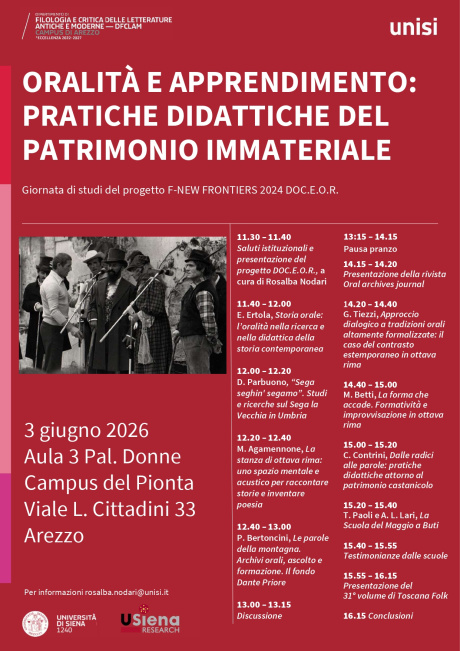 la giornata di studi Oralità e apprendimento: pratiche didattiche del patrimonio immateriale. la giornata di studi Oralità e apprendimento: pratiche didattiche del patrimonio immateriale.
