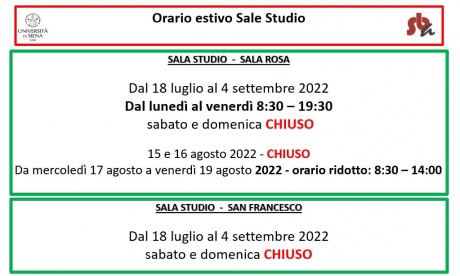 orario di apertura sala rosa estate 2022