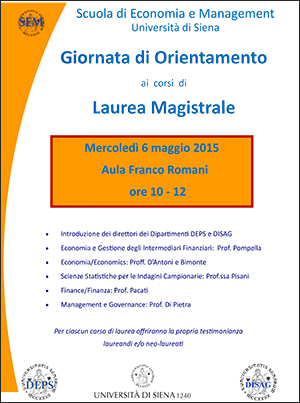  orientamento dedicata ai corsi di laurea magistrale