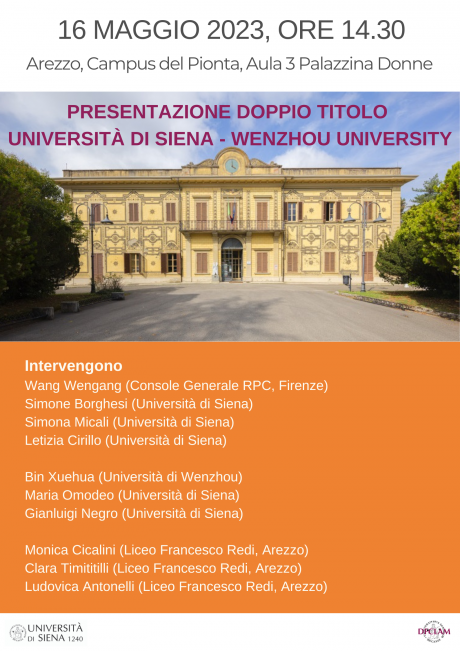 Arezzo: presentazione del doppio titolo tra Università di Siena e Wenzhou University