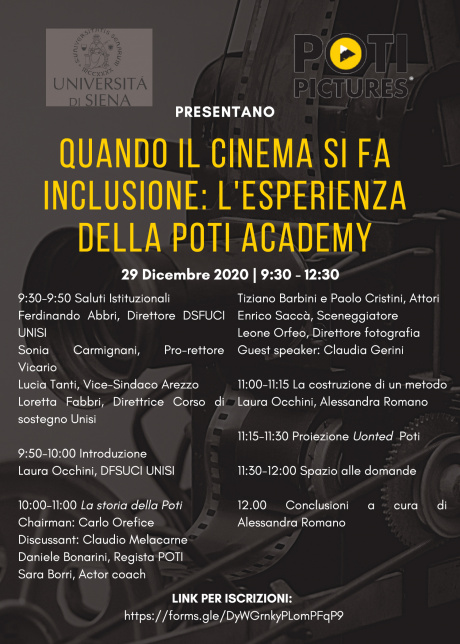 Locandina - Quando il cinema si fa inclusione: l'esperienza della Poti Academy Locandina - Quando il cinema si fa inclusione: l'esperienza della Poti Academy