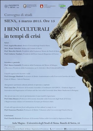 locandina convegno "I beni culturali in tempo di crisi"