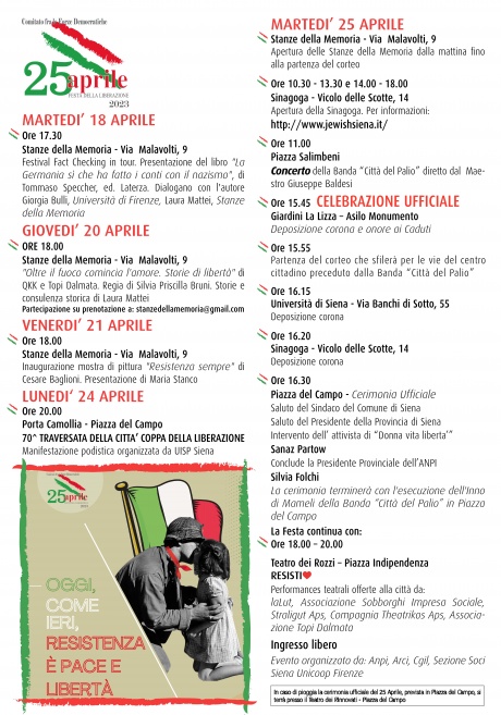 25 aprile 2023  Celebrazioni per la Festa della Liberazione