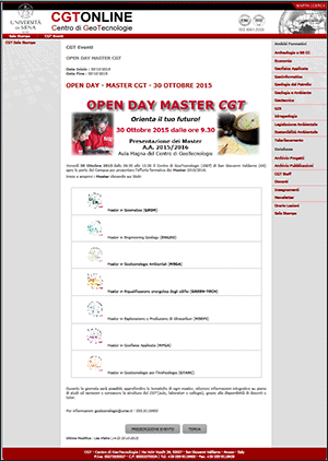 Immagine pagina web open day del sito geotecnologie