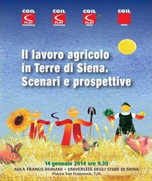 Locandina convegno Cgil "Il lavoro agricolo in Terre di Siena"