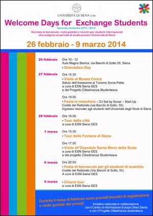 Locandina Welcome Days for Exchange Students Locandina Welcome Days for Exchange Students