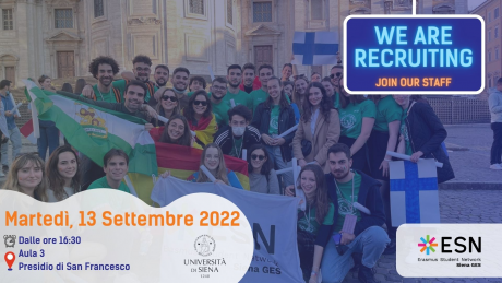 Evento di recruitment dell’associazione studentesca ESN Siena GES
