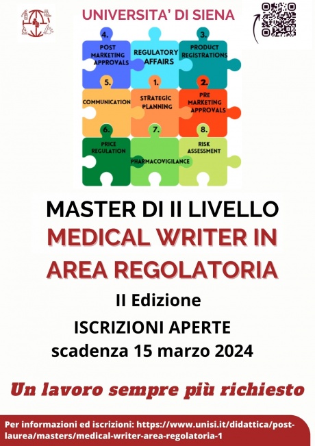Aperte le iscrizioni al master in "Medical Writer in area regolatoria"