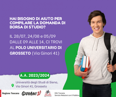 Borsa di studio DSU Toscana: incontri informativi a Grosseto Borsa di studio DSU Toscana: incontri informativi a Grosseto