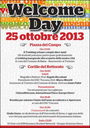 Locandina Welcome Day 2013 Unisi