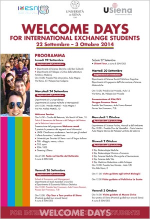 locandina Welcome days locandina Welcome days