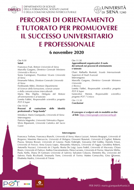 Convegno finale del progetto "Super - Percorsi di orientamento e tutorato per promuovere il successo universitario e professionale"