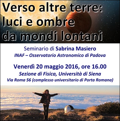 Verso altre terre: luci e ombre da mondi lontani -  Conferenza di Sabrina Masiero (INAF, Osservatorio Astronomico di Padova)