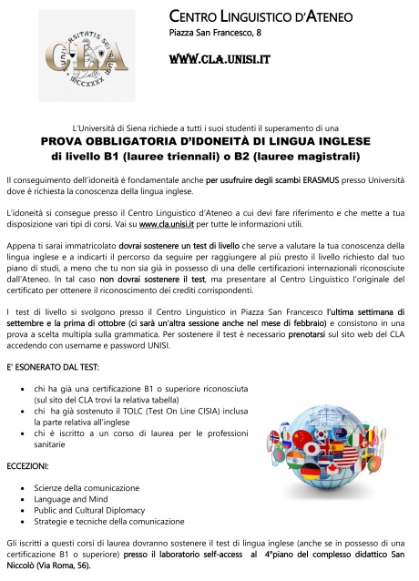 Informazioni Cla per matricole