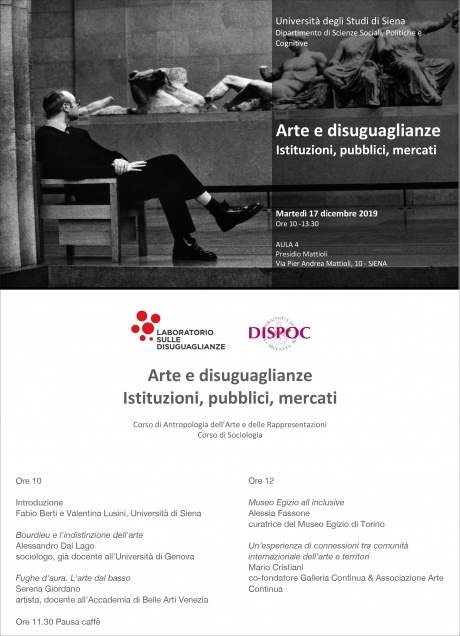 Convegno "Arte e disuguaglianze. Istituzioni, pubblici, mercati"