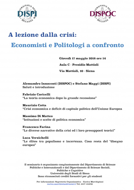 A lezione dalla crisi: economisti e politologi a confronto