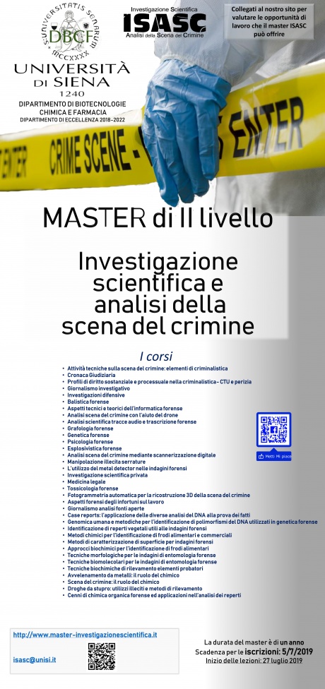 master in Investigazione scientifica e analisi della scena del crimine