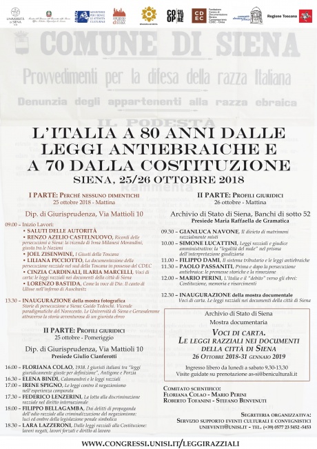 Convegno "L'Italia a 80 anni dalle leggi antiebraiche"