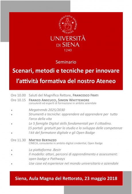 "Scenari, metodi e tecniche per innovare l'attività formativa del nostro Ateneo"