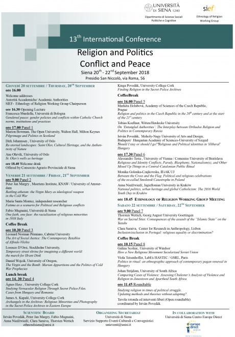 Convegno "Religion and Politics. Conflict and Peace"