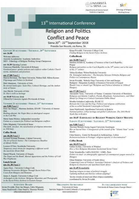 Convegno "Religion and Politics. Conflict and Peace" Convegno "Religion and Politics. Conflict and Peace"