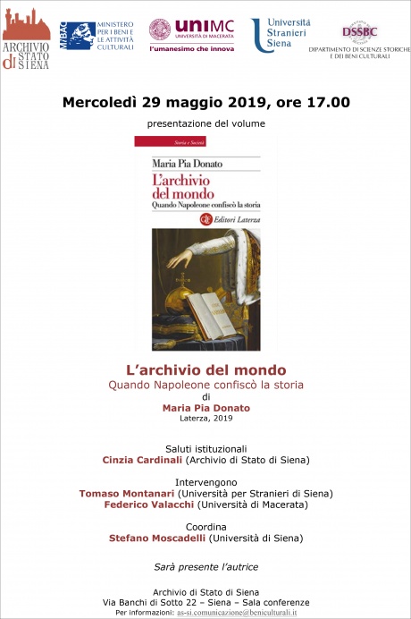 presentazione del volume "L'archivio del mondo. Quando Napoleone confiscò la storia" presentazione del volume "L'archivio del mondo. Quando Napoleone confiscò la storia"