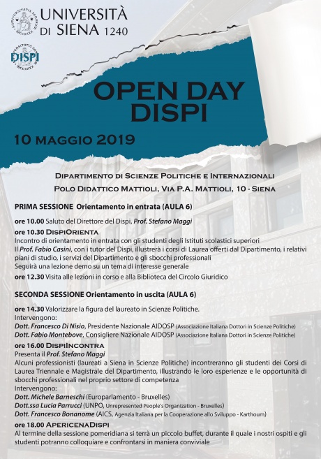 Open Day dipartimento di Scienze politiche e internazionali