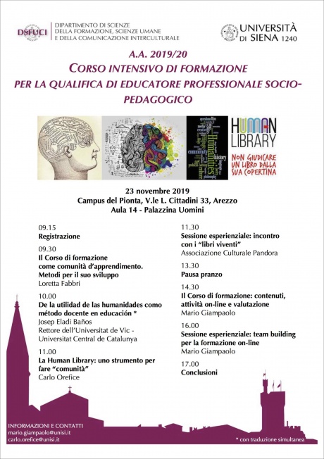 Arezzo: giornata inaugurale del Corso intensivo di formazione per la qualifica di educatore professionale socio-pedagogico