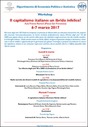 Workshop "Il capitalismo italiano: un ibrido infelice?"